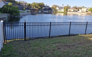Black_Aluminum_Fence_Gate_Facing_Water